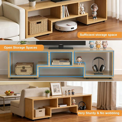 Lightdot TV Stand for TVs up to 55'', Modern Entertainment Center with Open Storage Large Capacity for Collection, Media TV Table Console for Living Room/Bedroom/Sofa Cabinet, Easy Assembly - Walnut