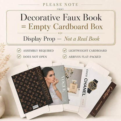 PROBENEX Luxe Large 4 Pcs Faux Decorative Books Set | Not Real Books, Cardboard Foldable Photography Props | Modern Coffee Table, Minimalist Home Room Decor, Home Staging, Magazine-Ready, Editorial