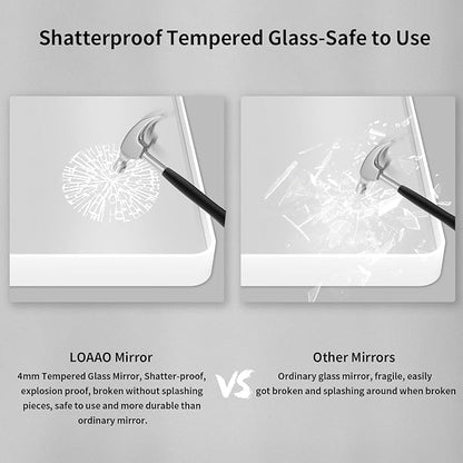 LOAAO 50x30 Inch White Metal Framed Bathroom Mirror for Wall, White Bathroom Vanity Mirror Farmhouse, Large Rounded Rectangle Mirror, Anti-Rust, Tempered Glass, Hangs Horizontally or Vertically