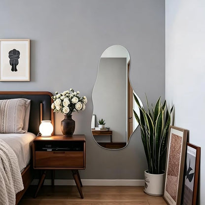 Niccy 48"×24" Frameless Cloud Full Length Mirrors, Long Wall-Mounted Mirror for Living Room, Large Full Body Mirror, Explosion-Proof Tall Hanging-Mirror for Bathroom Bedroom Entryway Decor