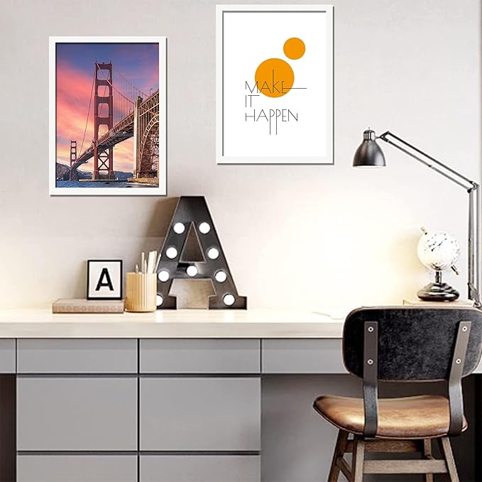8.5x11 Picture Frame Set of 4, White 8.5 x 11 Frame Diploma Certificate High Transparent Wall Gallery Poster Canvas Photo Frames for 8.5 by 11 inches