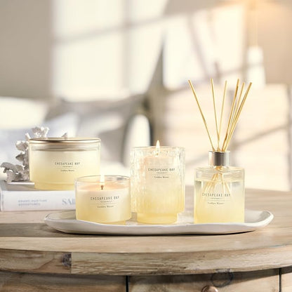 Chesapeake Bay, Reed Diffuser, 5.7oz, Golden Waves Scent, Mood Evoking, Sea Glass-Inspired Jar, Room Filling Fragrance Made with Essential Oils, Coastal Fragrance for Home Décor or Gifting