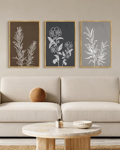 Drsoum Botanical Boho Vintage Flower Wall Art Framed Retro Floral Prints Wildflower Neutral Rustic Bohemain Artwork Kitchen Living Room Ready to Hang 16x24in Natural Framed