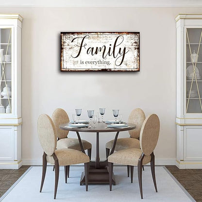 Family is Everything Wall Decor-Rustic Family Quote Print Canvas for Farmhouse-Family Signs Wall Art- Framed Artwork Wall Decoration for Living Room,Bedroom,Dining Room,Home Decor,Ready to Hang 20"x40"