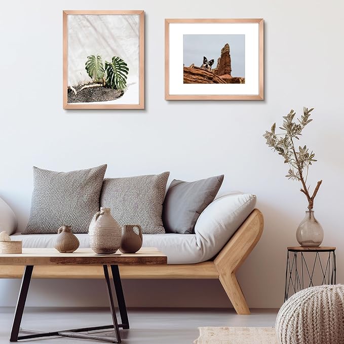 Golden State Art, 16x20 Picture Frame Set of 3 - Matted to 11x14 Photo - Engineered Wood Gallery Frame Set - Wall Mounting (Rose Gold,3 Pack)