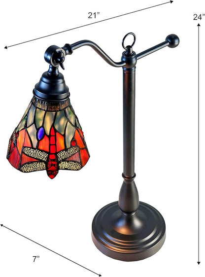 Dale Tiffany TA25030 Tiffany Desk Lamp with Handmade Stained Glass Shade, La Anza, Multicolor, 24-Inch Tall