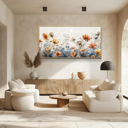 QIYILEXWART Wood Framed Canvas Wall Art For Living Room Large Wall Decor For Office Bedroom Decorations Farmhouse Pictures Flower Bush Paintings Stretched And Framed Artworks Room Ready To Hang
