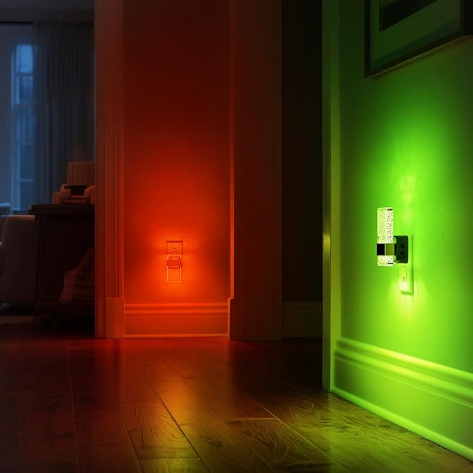 DORESshop LED Night Lights Plug into Wall, [2 Pack] 3 Level Dimmable Night Light, Rotatable Bubble Decorative Nightlight, Dusk to Dawn Sensor, Wall Sconce-Style Design Nightlights for Bathroom, RGB