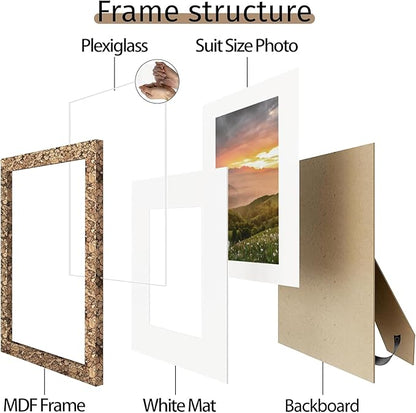 Picrit 11x14 Farmhouse Stone Spotted Picture Frame Set of 12, Display 8x10 with Mat or 11 x 14 without Mat, Country Photo Frames for Wall Mounting or Table Top Display, Rustic Brown