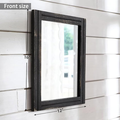 AAZZKANG Wall Mounted Mirror Small Rectangular Retro Mirrors with Wood Frame for Bedroom Living Room Bathroom Entryway
