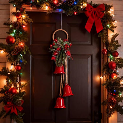Christmas Bells Decorations Jingle Bell，Hanging Decorative for Door, Bedroom, Living Room,Tree Ornaments for Home Decor, Wreath, Door Hanging, Garland, Cluster Decorative Bells (Red)