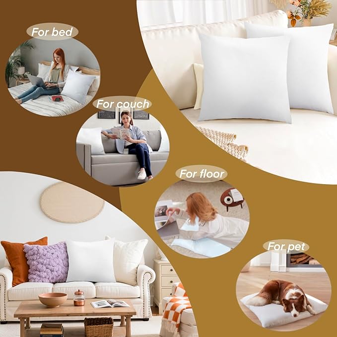 Down and Feather Euro Pillows Set of 1, Square Decorative Throw Pillows for Couch, Sofa, Chair, Bed,or Floor Cushions 28x28 (Inch, 28, 28x28)