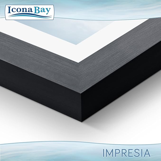 Icona Bay 5x7 Picture Frame Set w/Removable Mat to 4x6 (Black, 10 Pack), Simple Modern Design, Table Top Kickstand and Wall Hanging Hooks Included, Impresia Collection