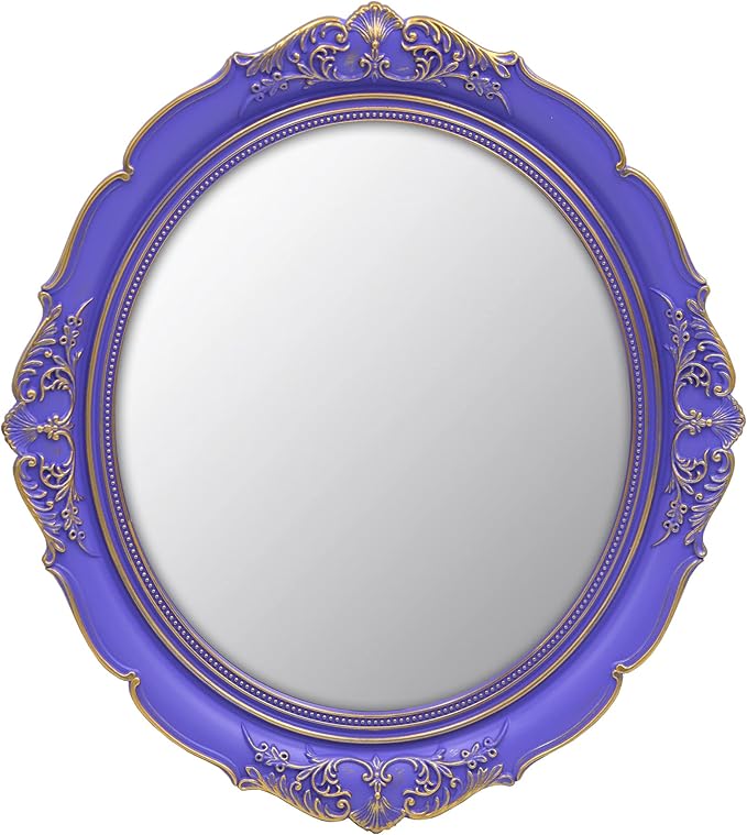 YCHMIR 14.8 x 13.1 inch Oval Wall Mirror Vintage Style (Purple)