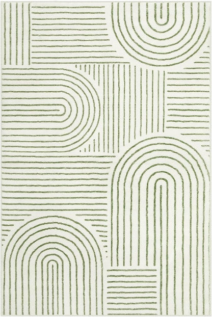 Lahome Abstract 6x9 Area Rugs, Soft Boho Rug for Living Room Bedroom, Ultra-Thin Non Slip Boho Green Washable Throw Carpet for Dining Room Office Darrell, Green