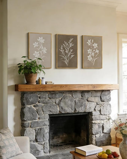 Drsoum Vintage Neutral Botanical Flower Wall Art Framed Retro Colorful Boho Floral Prints Morden Retro Wildflower Rustic Artwork Kitchen Dining Room Ready to Hang 12x16in Natural Framed
