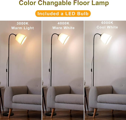 Floor Lamp, Industrial Metal Floor Lamps for Living Room with Adjustable Bendable 2 in 1 Reading Table Lamps for Living Room Bedroom Office (B+Linen)