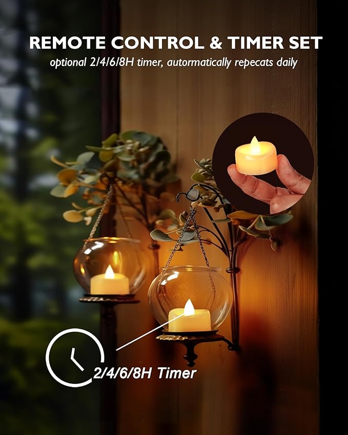 merrynights Remote Candles, 12 Pack Flameless Tea Lights Candle Battery Operated, 400+Hours LED Tea Lights with Remote, Timer Battery Votive Candle for Holidays Wedding Home