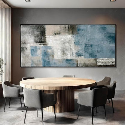 SDYA Blue Abstract Wall Art Canvas Painting Modern Minimalist Artwork for Living Room Bedroom Office, Neutral Blue Gray Textured Wall Decor Oil Painting 32"x70"