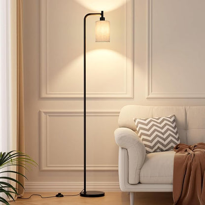 Ziisee Floor Lamps for Living Room - Tall Standing Lamp with Linen Shade, Floor Lamp with LED Bulbs, Modern Floor Lamps for Bedroom Office Corner