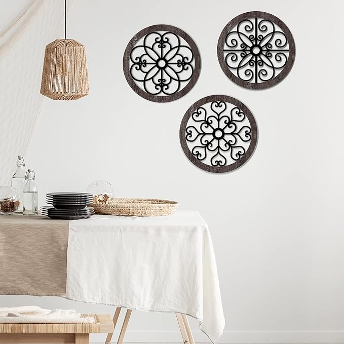 Blulu 3 Pieces Thicken Rustic Wall Decor Farmhouse Wall Art Decor Wood Hanging Decoration for Living Room Bedroom Home Indoor Outdoor Office(Classic Style)