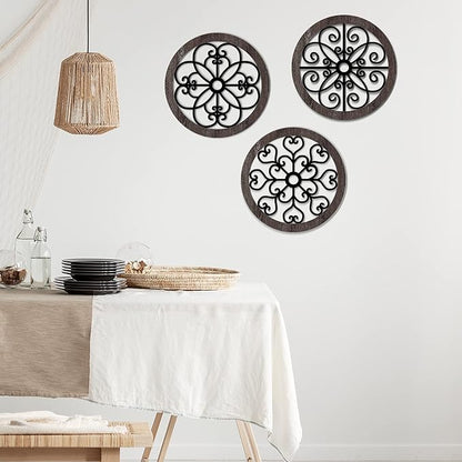 Blulu 3 Pieces Thicken Rustic Wall Decor Farmhouse Wall Art Decor Wood Hanging Decoration for Living Room Bedroom Home Indoor Outdoor Office(Classic Style)