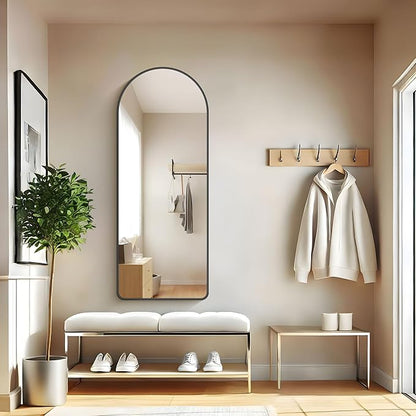 FORBATH Large Arched Wall Mirror 60x24 Inch, Black Arch Full Length Mirror with Aluminum Frame for Bedroom, Fireplace,Entryway,Living Room,Home Decor,Hanging or Leaning Against Wall