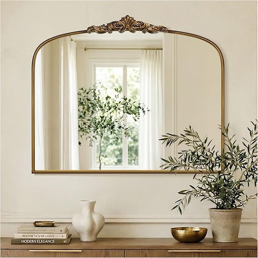 36"X30" Vintage Gold Mirror Baroque Mirror for Wall,Ornate Mirror with Metal Frame,Decorative Mirrors for Living Room,Entryway,Bathroom,and Bedroom