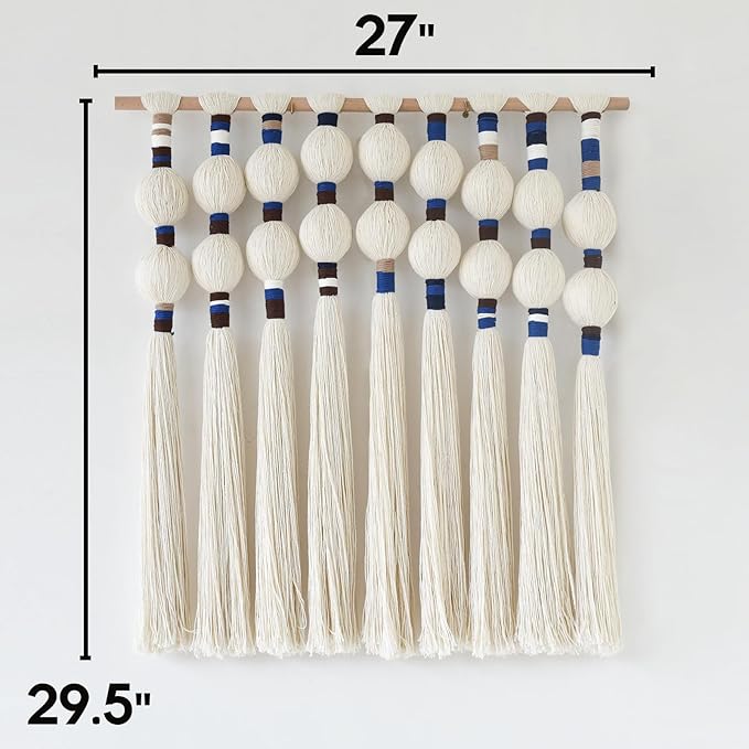 IOWER Macrame Wall Hanging Spherical Best Boho Wall Decor Fiber Handmade Cotton Rope Woven Decor with Tassels Aesthetic Handmade Woven Wall Art for Bedroom Living Room 27" W x 29.5" L