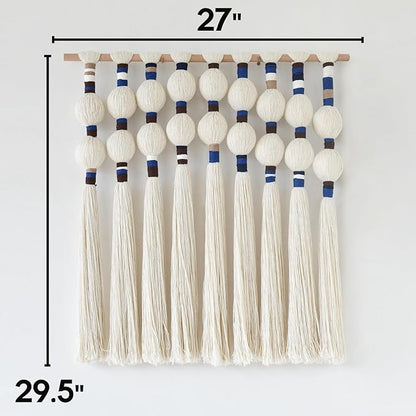 IOWER Macrame Wall Hanging Spherical Best Boho Wall Decor Fiber Handmade Cotton Rope Woven Decor with Tassels Aesthetic Handmade Woven Wall Art for Bedroom Living Room 27" W x 29.5" L
