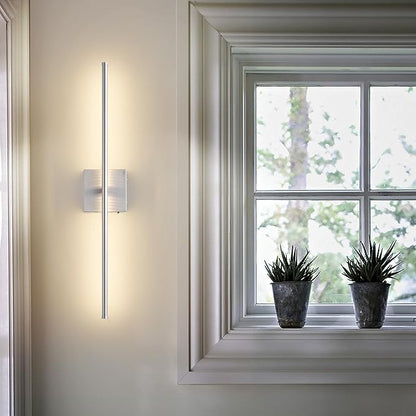 KARTOOSH Battery Operated Wall Sconces with Remote Control, Dimmable Wall Sconces Set of Two, 350°Rotate, 3000K LED Nickel Wireless Wall Light for Living Room, Hallway, Bedroom, 24.4 Inch (2 Pack)
