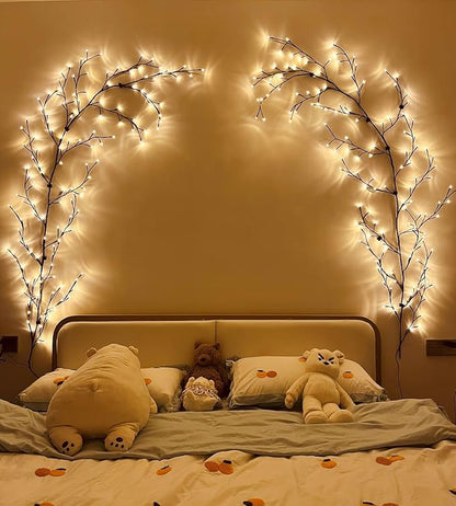 The Lighted Willow Vine Plants for Living Room Decor,LKGOOD Christmas Decorations, Light Trees with 144 LEDs Plug in for Decoration Inside(1PCS Black)