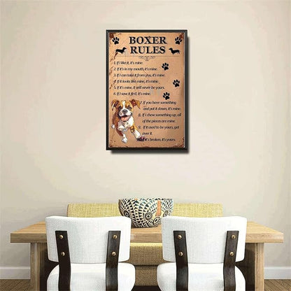 Metal Sign Tin Sign Vintage Wall Art Boxer Rules Tin Sign Paper for Restaurant 8×12 Inches with Metal Frame