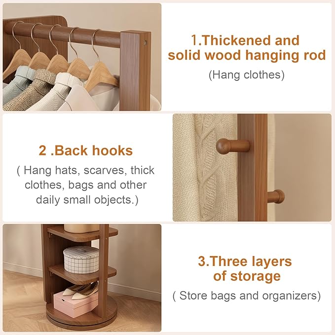 WoodsWhisper Full Length Mirror Coat Rack Solid Wood Floor Mirror 66"x12" Full Length Mirror with Stand Long Mirrors for Bedroom,Living Room (Deep Walnut, 66" Lx12 W)