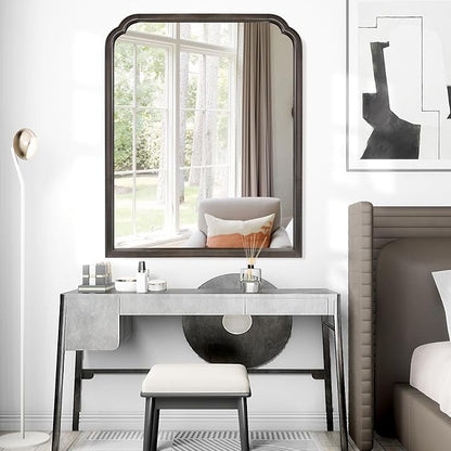 WallBeyond Wood Bathroom Mirrors for Wall Mounted, 30" x 40" Rustic Wood Frame Wall Mirrors Decorative for Living Room or Bedroom Vanity Mirror (Black)