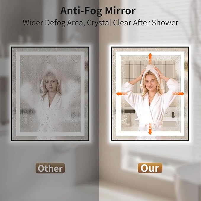 30"x36" LED Bathroom Mirror with Lights, Front & Backlit, Anti-Fog, Dimmable, 3 Color Temperature, CRI 90+, LED Mirror for Bathroom with Premium Full Aluminum Frame, Touch Control with Memory