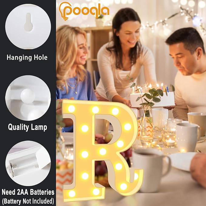 Pooqla LED Marquee Letter Lights, Warm White and Cool White Decorative Lighted Letters, Light Up Alphabet Letters for Boys Girls, Party, Wedding, Bar, Night Light, Birthday Decoration, Letter X