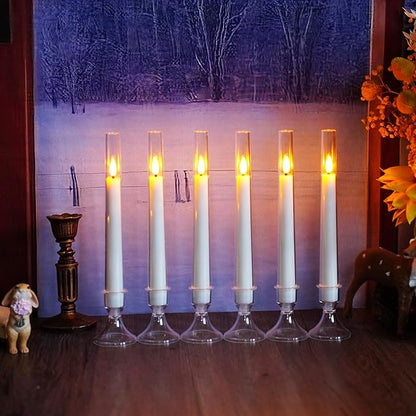 Sasigeiaa Flameless Taper Candles with Remote and Timer - 6 Pack LED Candles, Battery Operated, for Home, Wedding, Party (White)