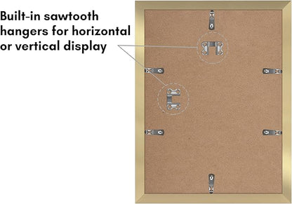 Americanflat 9x12 Picture Frame with Polished Plexiglass - Set of 5 - Use as 6x8 Frame with Mat or Display 9x12 Photo Without Mat - Galleria Collection - Picture Frames for Wall Display - Gold