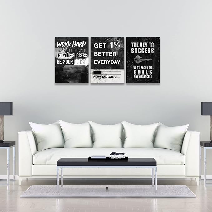 KAWAHONE Motivational Success Canvas Wall Art for Home Office Workplace, Perseverance Leader Canvas Quotes Motivate Success Positive Poster Framed Ready to Hang