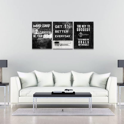 KAWAHONE Motivational Success Canvas Wall Art for Home Office Workplace, Perseverance Leader Canvas Quotes Motivate Success Positive Poster Framed -Wrapped Framed Ready to Hang