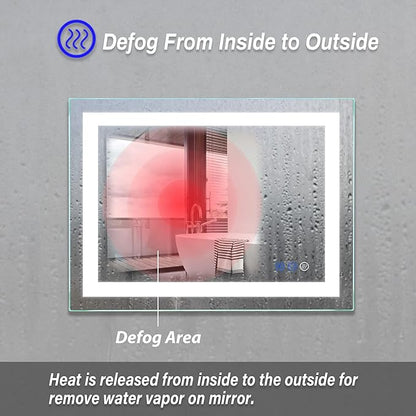 32"x 24" LED Bathroom Mirror Vanity Mirror, Anti-Fog, Dimmable, Color Temperature Adjustable 3000-6000K, Switch-held Memory Led Wall Mirror Suitable for Bathroom, Vanity (Vertical/Horizontal)