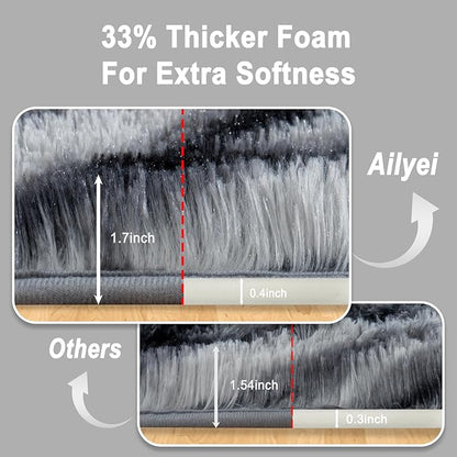 Soft Runner Rugs for Bedroom Hallways, 2x4 Black and White Fluffy Shag Throw Area Rug Non Slip for Bedside Dorm, Long Shaggy Furry Carpet for Nursery Living Room