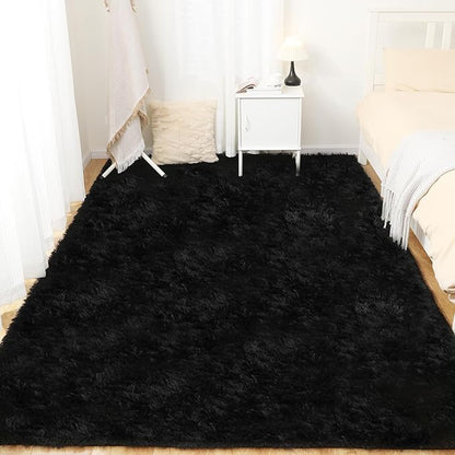 Puremy Black Rug, 8x10 Area Rugs for Living Room, Soft Plush Area Rugs for Bedroom, Non-Slip Indoor Carpet for Nursery, Study Room, Kids Room, Room Decor