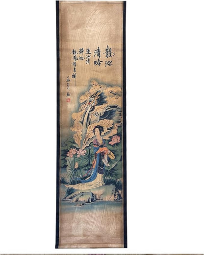 CIFIBIFUN Wall Flying Apsaras Traditional Art Prints Posters Painting Vintage Style,4 Panels Super Large Home Decorative Wall (Super Old Aging Paper, B Japan Painting)