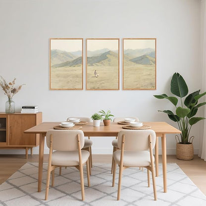 CHDITB Jesus Leaves The 99 Parable of The Lost Sheep Framed Canvas Wall Art(24"x36"), 3 Panels Boho Mountain Nature Landscape Artwork Prints, Large Religious Christian Bible Story Faith LDS Gift Decor for Home Office Bedroom