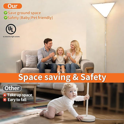 Corner Light with Switch, Ceiling Corner Lights for Living Room, Plug in Ceiling Light for Dark Area, Lamp for Bedroom, Kids Room, Triangle Shape, White Acrylic (1 Pack)