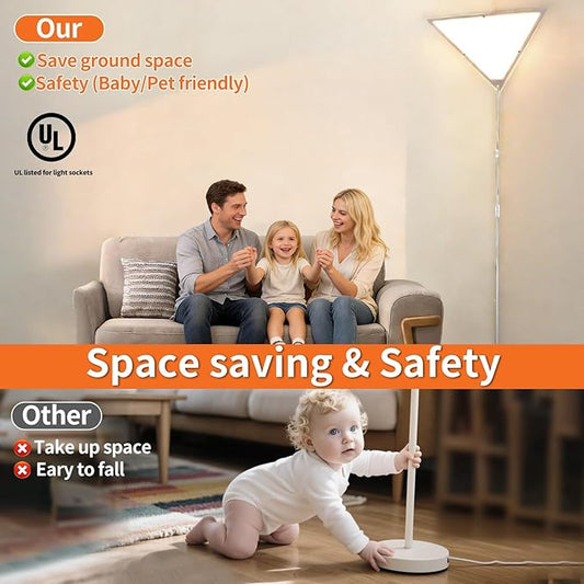 Corner Light with Switch, Ceiling Corner Lights for Living Room, Plug in Ceiling Light for Dark Area, Lamp for Bedroom, Kids Room, Triangle Shape, White Acrylic (1 Pack)