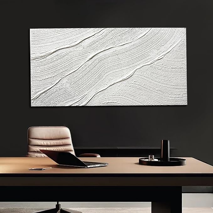 Tarfupth Large Abstract Canvas Wall Art for Living Room White Minimalist Textured Painting Hand Painted Modern Neutral Artwork for Bedroom Office Decor 20"x40"
