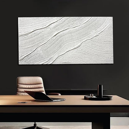 Tarfupth Large Abstract Canvas Wall Art for Living Room White Minimalist Textured Painting Hand-Painted Modern Neutral Artwork for Bedroom Office Decor 24"x48"
